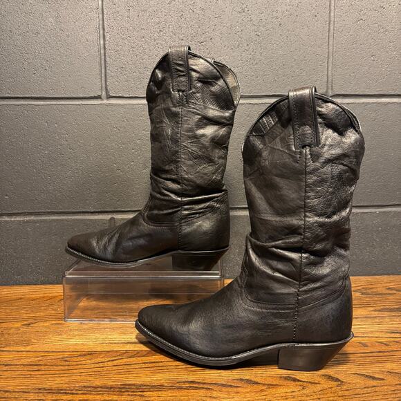 Vintage Code West Women’s Black Western Slouch Boots Size 7 Made In USA - Picture 2 of 8